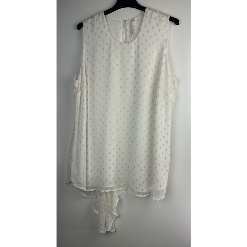 Melissa McCarthy Sleeveless Tunic Top Overlay Blouse White Gold Plus Size 3X - Picture 15 of 16